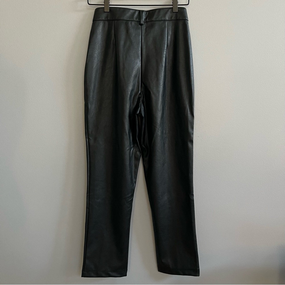 Wildfox Womens Faux Leather Pants Size Small High Waisted Straight Leg Split Hem - Picture 6 of 8